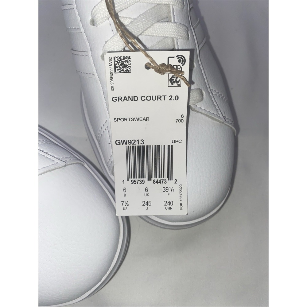 Adidas Grand Court 2.0 Women's Sneakers All White Size 7.5 GW9213. New #369 - Picture 9 of 9
